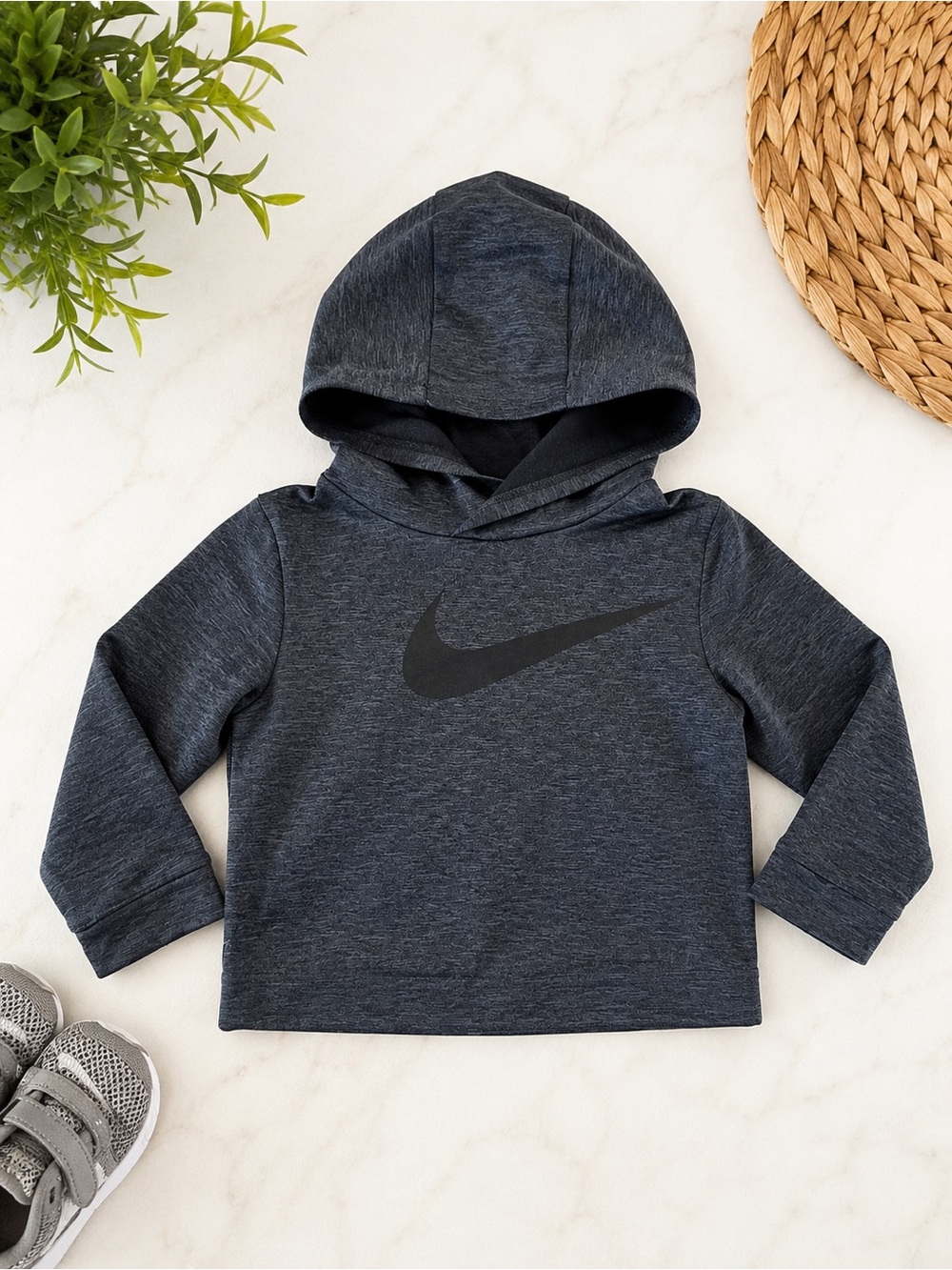 Nike Dri-FIT Toddler Hooded Performance Shirt 2T Gray Long Sleeve Hoodie